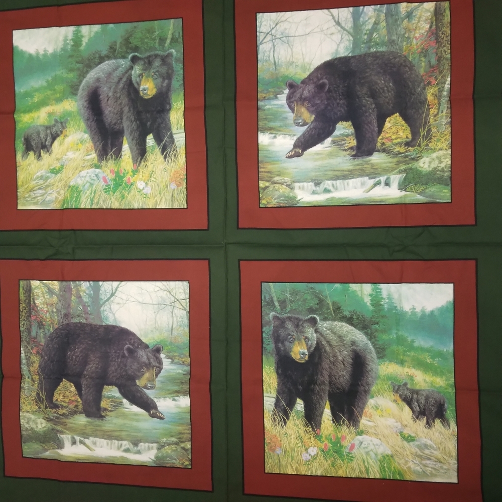FABRIC Marshall Dry Goods Co. "Black Bear" Pattern #011, 4 Pillow Panels - Picture 3 of 12